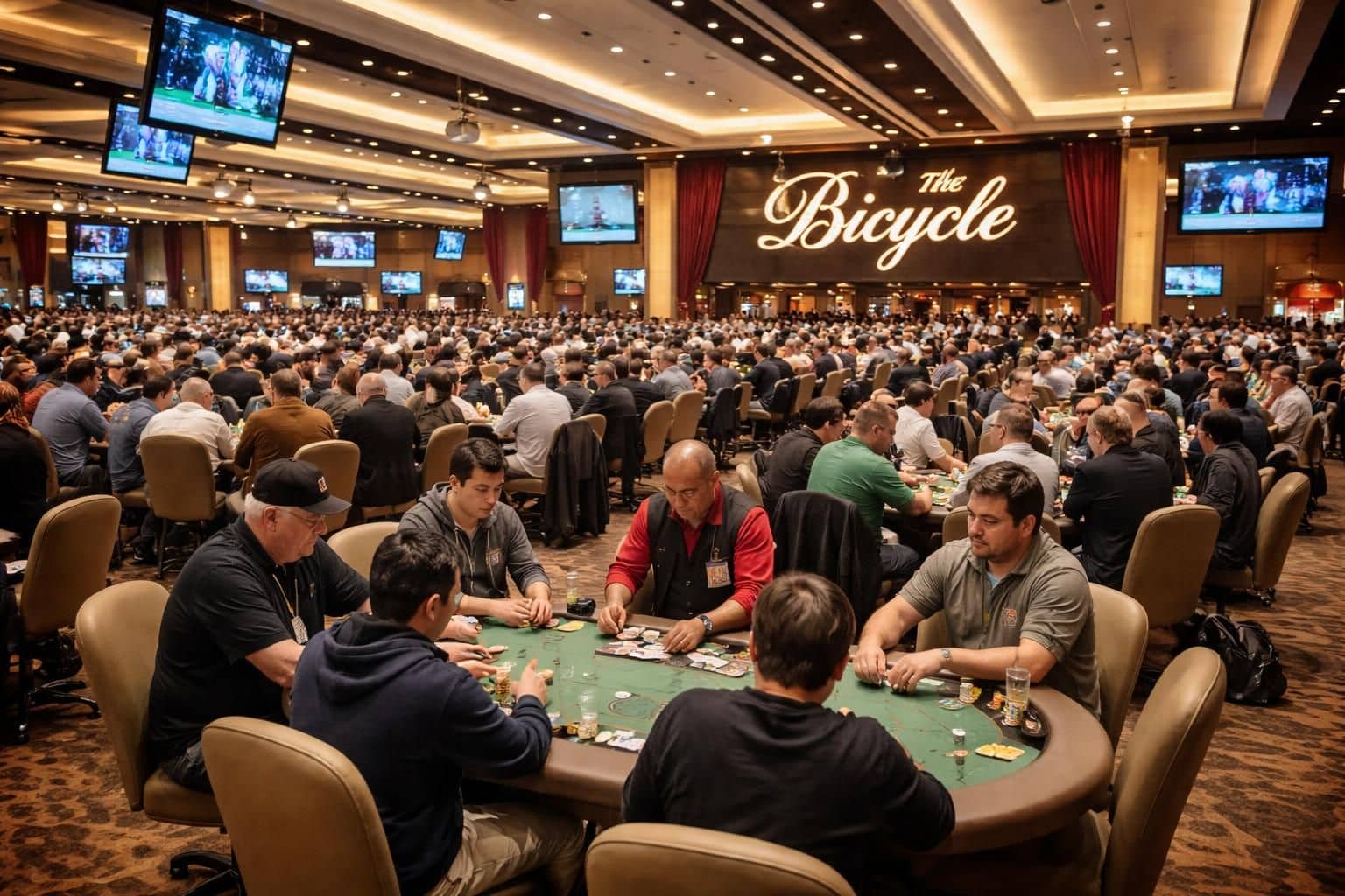 découvrez l'ambiance unique de la salle de poker du bicycle casino à bell gardens, usa, un lieu incontournable pour les passionnés de poker et les amateurs de jeux d'argent.